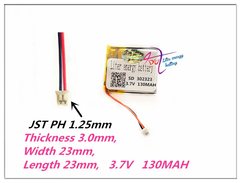 XHR-2P 1,25 302323 3,7 в 130 мАч полимерные аккумуляторы gps 302525 для Bluetooth наушников Смарт-часы серии MP3 MP4 MP5 - Цвет: 1PCS
