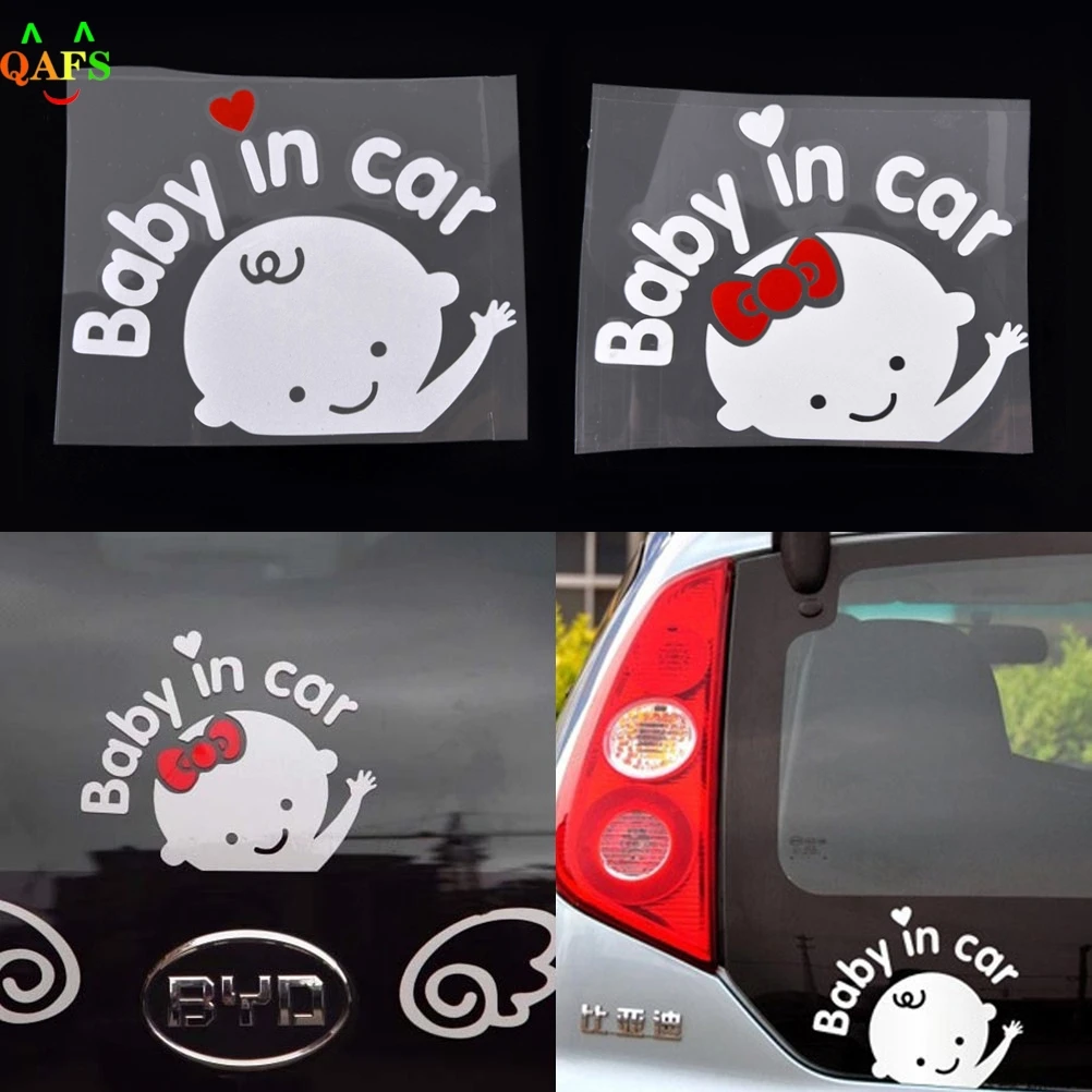 

1pc Reflective Styling Baby(boy/girl) In Car Warming Stickers Cute Cartoon Car Stickers Decal