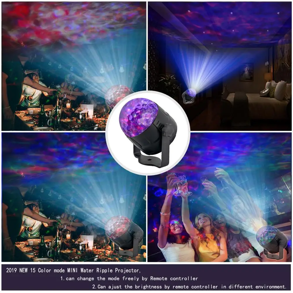 Светодиодный сценический светильник с вращающимся звуковым диско шариком 15