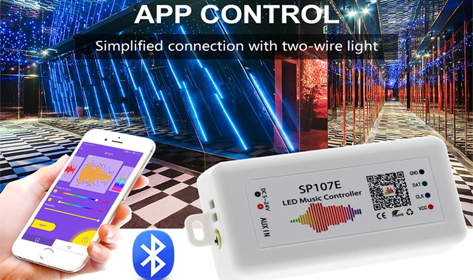 Bluetooth светодиодный музыкальный контроллер RGBW светодиодные полосы светодиодный пиксельный контроллер SP107E Bluetooth свет SPI контроллеры через приложение для смартфона