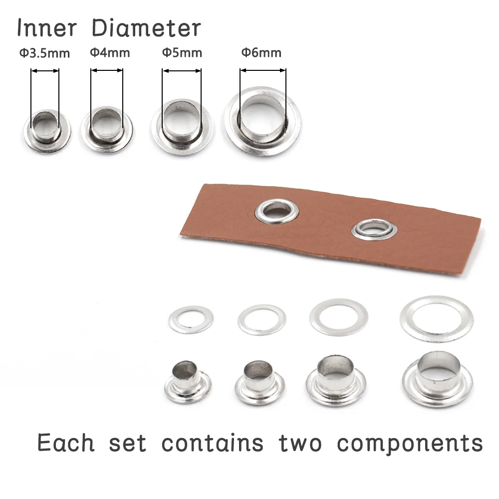 Juego de 5000 ojales de 3,5mm-6mm de plata/Negro/bronce/dorado con arandela, accesorios para cintur&oacute;n de ropa de costura artesanal a granel, DIY-5