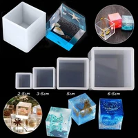 4pcsset diy silicone pendant mold jewelry making cube resin casting mould craft tool crystal epoxy square cube molde