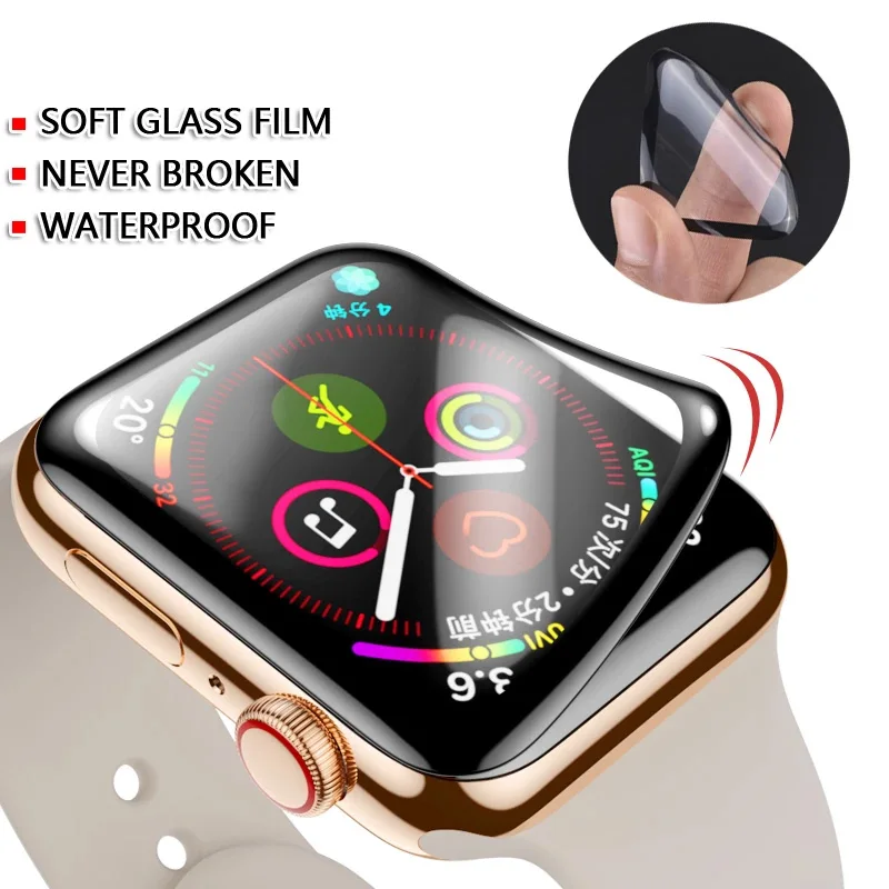 Водонепроницаемая защитная пленка 3D для Apple Watch 38 мм 40 42 44 не закаленная мягкая