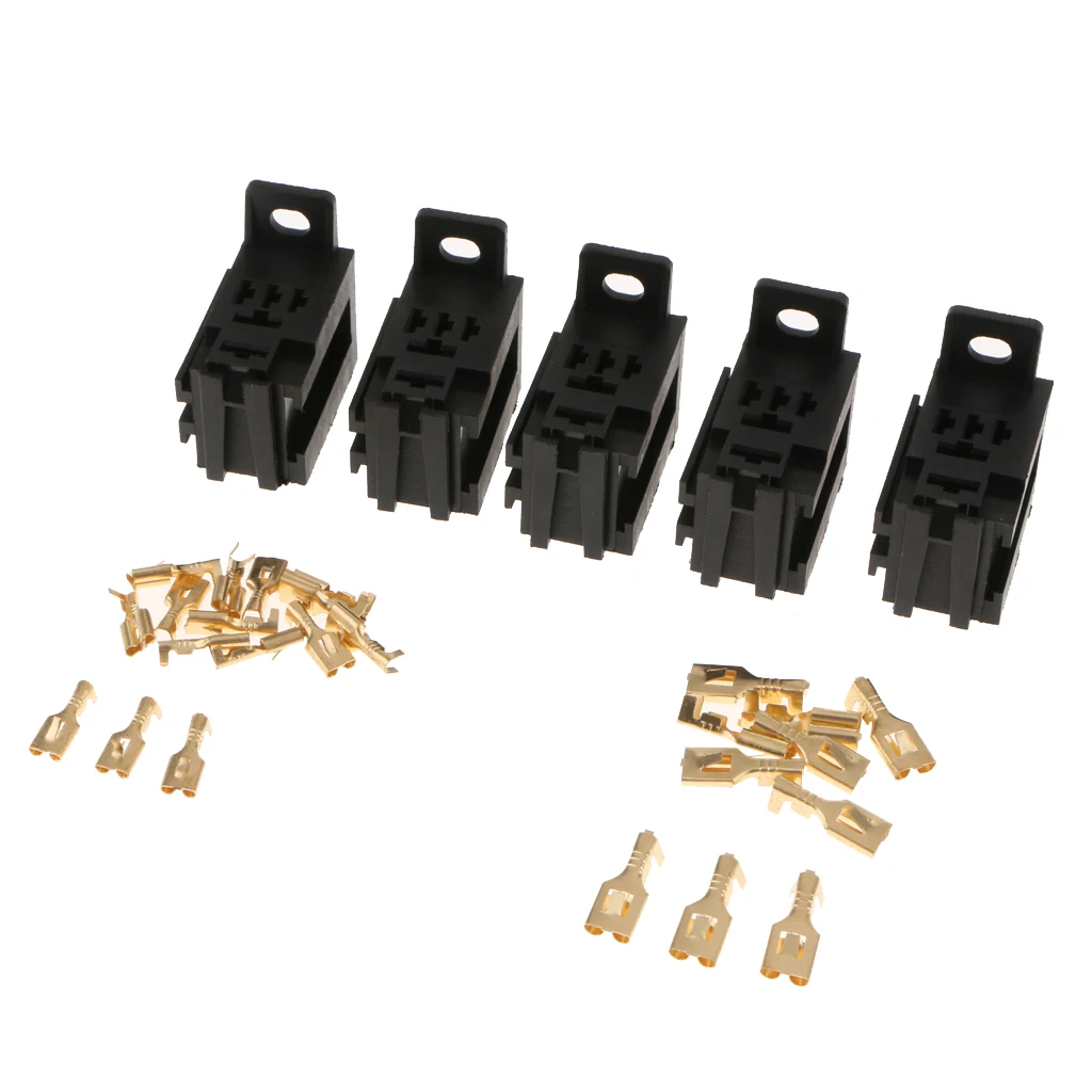 

Набор из 5 автомобильных 5-контактных разъемов реле и клемм 40Amp 12V