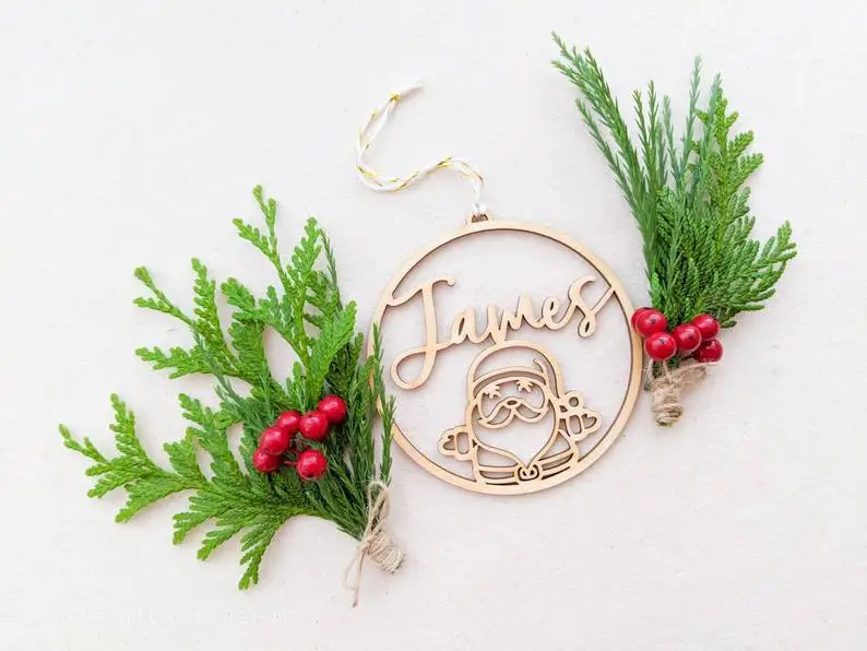 

Personalized Christmas Bauble -Christmas Bauble Gift Tags Custom Ornament Ball Wooden Ornament Ball with name