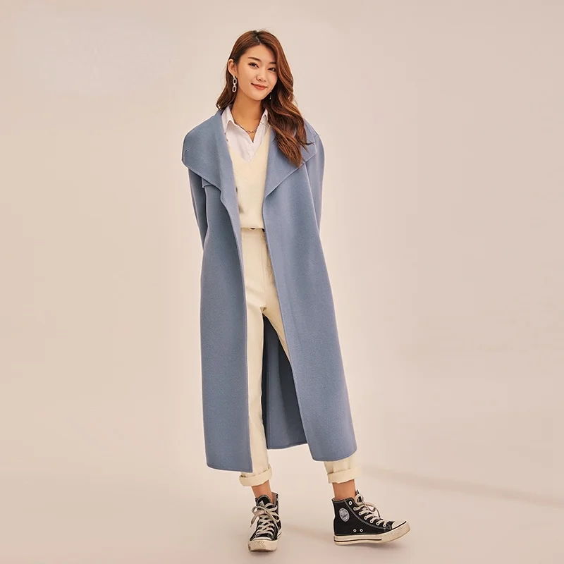 

2021 Winter Cashmere Coat Korean Style Jacket Warm Women Wool Elegant Trench Clothes Casaco Feminino Handicrafts