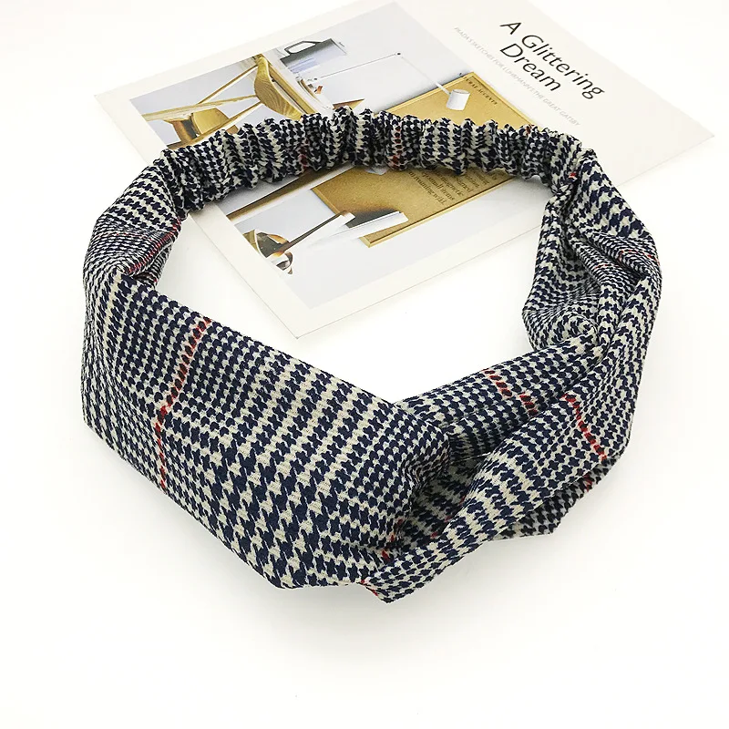 Модные повязки для волос Ins женщин и девочек с принтом гусиная лапка на голову