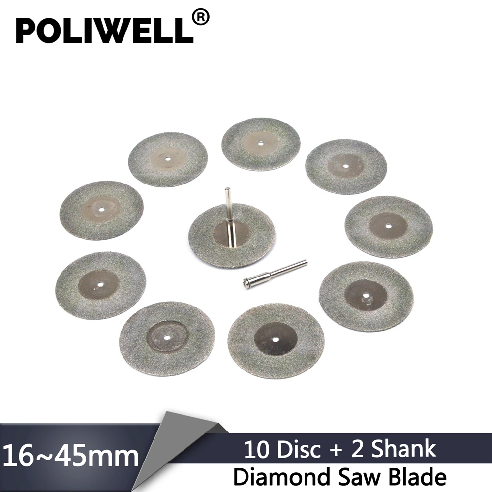 Алмазная пила POLIWELL 10 шт. 16/20/30/35/40/45 мм циркулярные режущие диски + 2 3 хвостовик для
