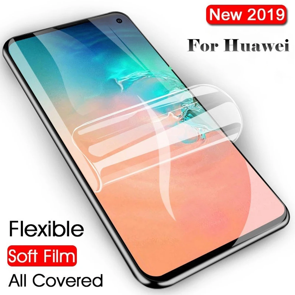 Мягкий полный чехол для huawei y6 y7 2019 prime 2018 pro Гидрогелевая пленка защитная телефона