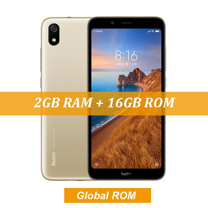 Xiaomi Redmi 7A 7 A с глобальной ПЗУ, 2 ГБ, 16 ГБ, 5,45 дюйма, HD Snapdargon 439, Восьмиядерный мобильный телефон, аккумулятор 4000 мАч, камера 13 МП, смартфон - Цвет: Gold