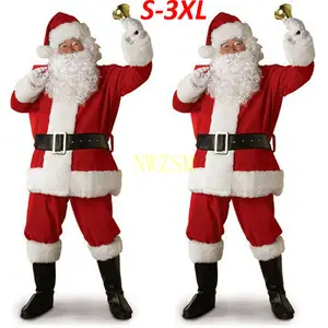 Christmas Santa Claus Costume Cosplay Santa Claus Clothes Fancy Dress In Christmas Men 5pcs/lot Cost in USA (United States)