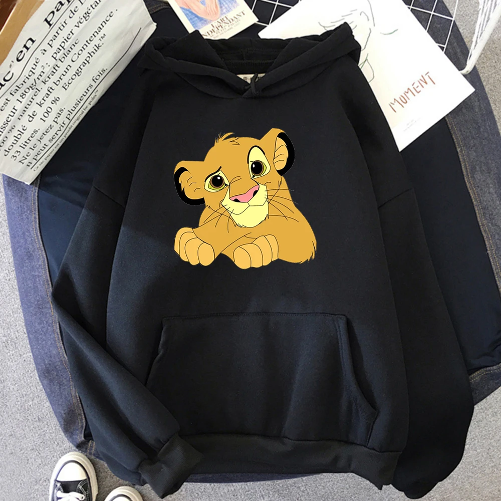 

Simba The Lion King Funny Men Hoodies Casual Loose Fleece Sweatshirts Autumn Anime Disney Hoodie Streetwear Loose Male Hooded