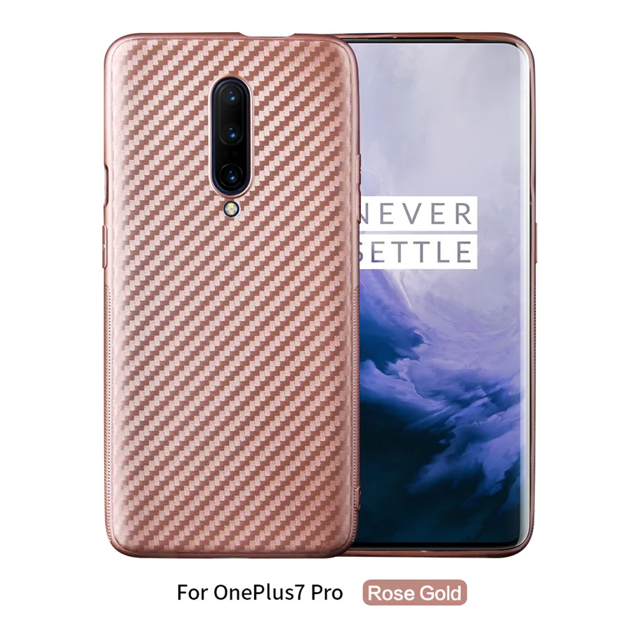 Чехол из углеродного волокна для Oneplus 7 Pro 1 + чехол мягкого силикона Ультратонкий