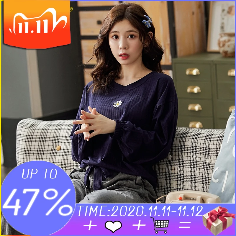 Новые женские пижамы с вырезом лодочкой однотонные длинные штаны длинным