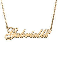 love heart gabrielle name necklace for women stainless steel gold silver nameplate pendant femme mother child girls gift