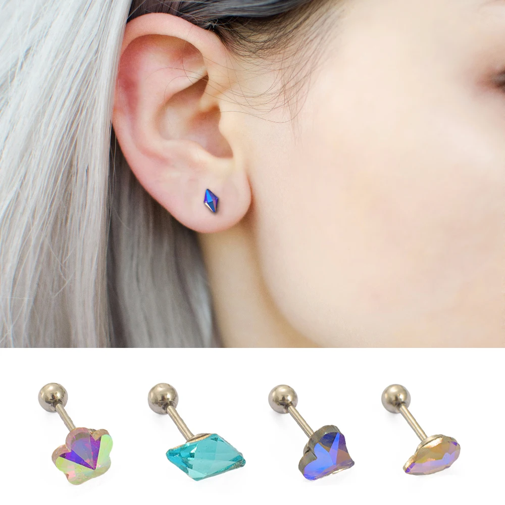 1 шт CZ хрящевая спираль Козелка серьги-клипсы для ногтей Нержавеющая сталь Бар