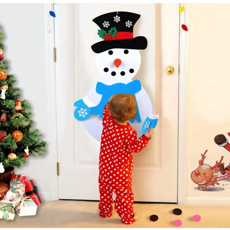 DIY фетровые рождественские подарки снеговик наклейки на стену детские игрушки