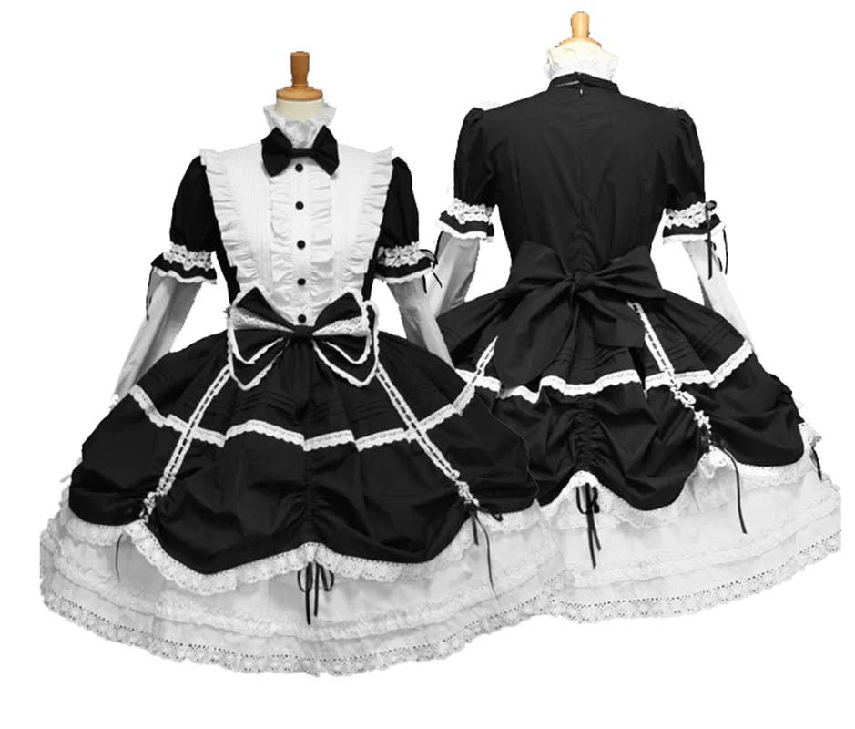 

Костюм принцессы для косплея «Лолита», модный костюм аниме для мужчин и женщин, полный комплект с платьем и съемными рукавами