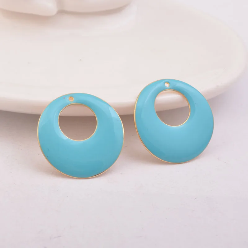 30 шт. 22 мм золотые медные Круглые Подвески с высококачественной эмалью круглые