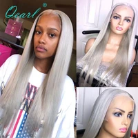 transparent lace frontal wig human hair light grey blonde colored brazilian remy straight lace wigs 13x4 preplucked 150 qearl