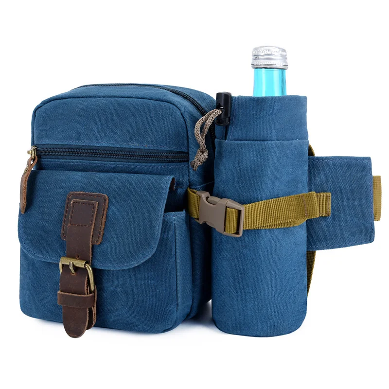 

Tactical Men Waist Bag Canvas Hiking Water Bottle Phone Pouch Outdoor Sports Army Hunting Climbing Camping Waterproof Belt Bags