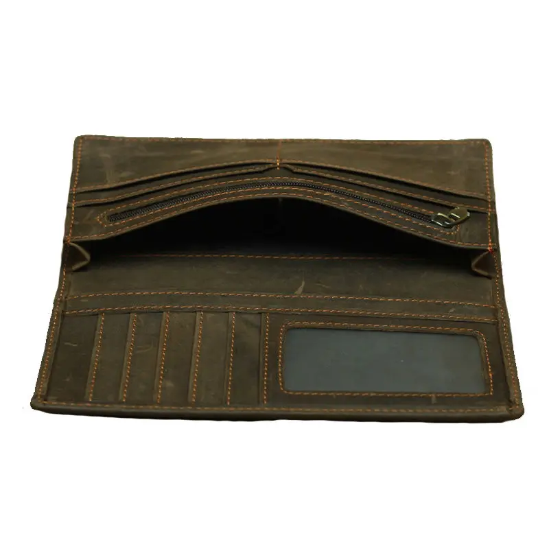 Card Holder Wallet Men Leather Long Wallets Real Cowhide Clutch Walet For Men Crazy Horse Leather Male Money Purse Business Card