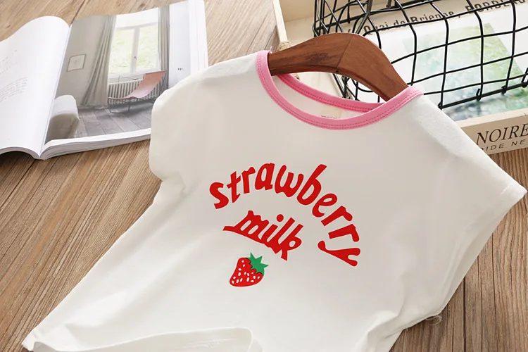 Новинка 2020 года Летний комплект одежды для маленьких девочек Футболка Топ +