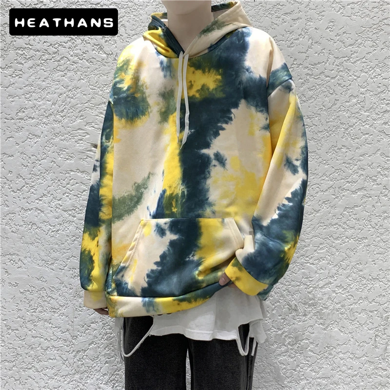 

Толстовка мужская оверсайз с капюшоном, Модный свитшот с принтом, Повседневный пуловер в стиле хип-хоп, бархатный топ в Корейском стиле, осе...