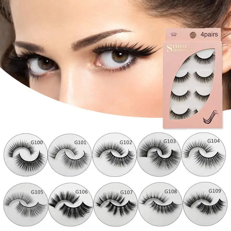 

4 Pairs 3D Mink Lashes Natural False Eyelashes Dramatic Fluffy Soft Wispy Volume Cross Reusable Eyelash MaKeup