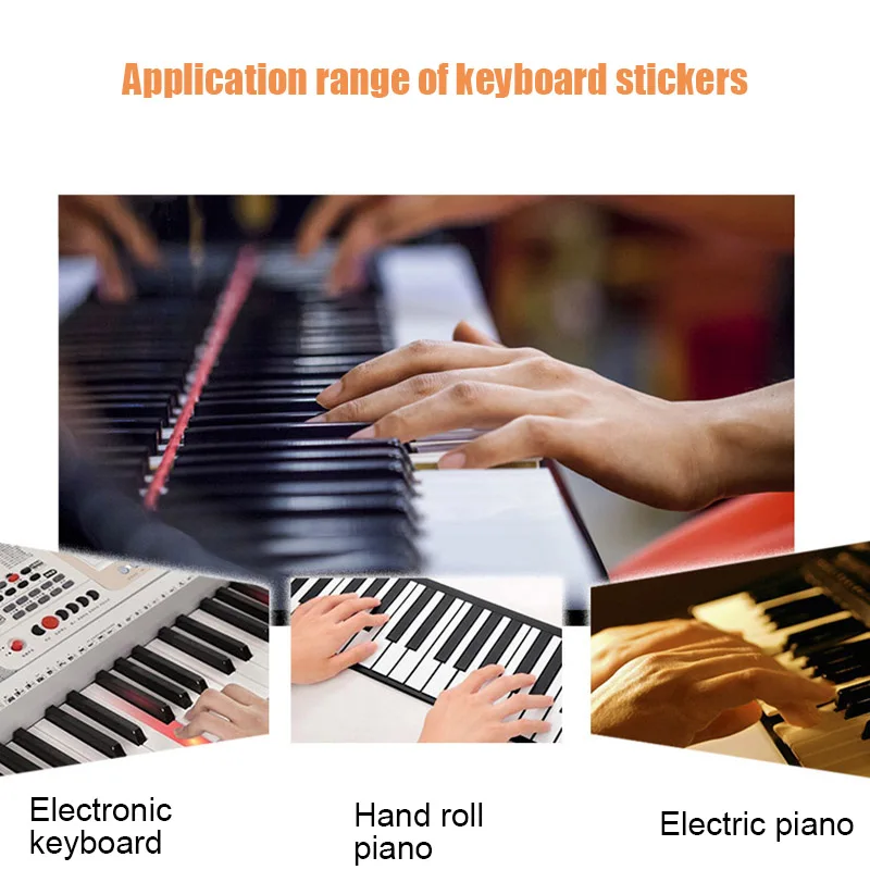 

Newly Piano Stickers for Keys Colorful Transparent Piano Keyboard Stickers Full Set Sticker Reusable S66