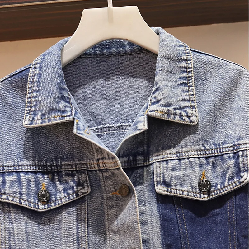 5XL Vintage Casual Female Oversized Crop Women's Denim Jacket Boyfriend Jeans Coat Autumn Long Sleeve Bomber Women | Женская одежда