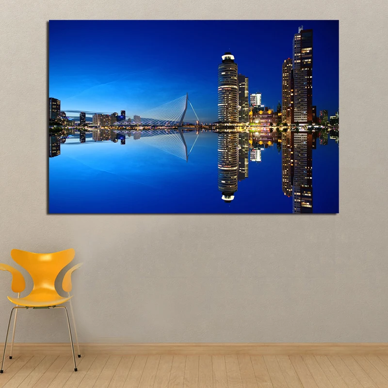 Роттердам Нидерланды городской пейзаж настенный художественный холст Постер и