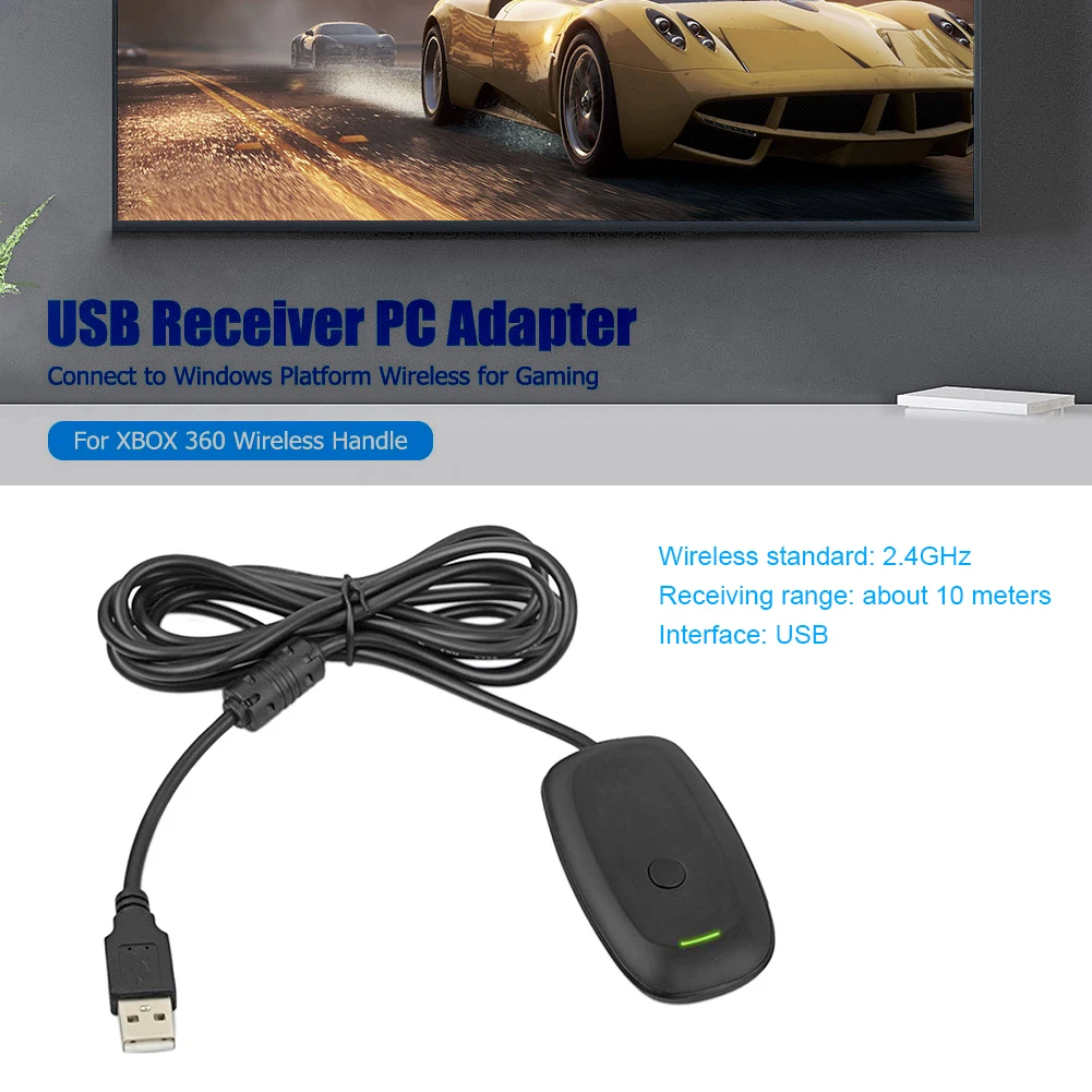 2 4ghz usb receiver for xbox 360 wireless controller gamepad console pc adapter supports for windows xpvista system game access free global shipping