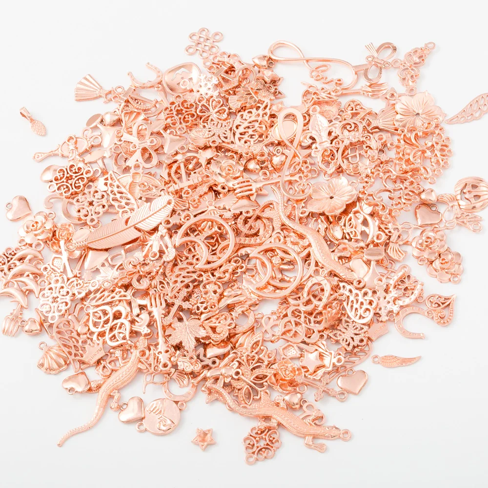 100 г смешанные партии подвески из розового золота золотого сплава для браслетов