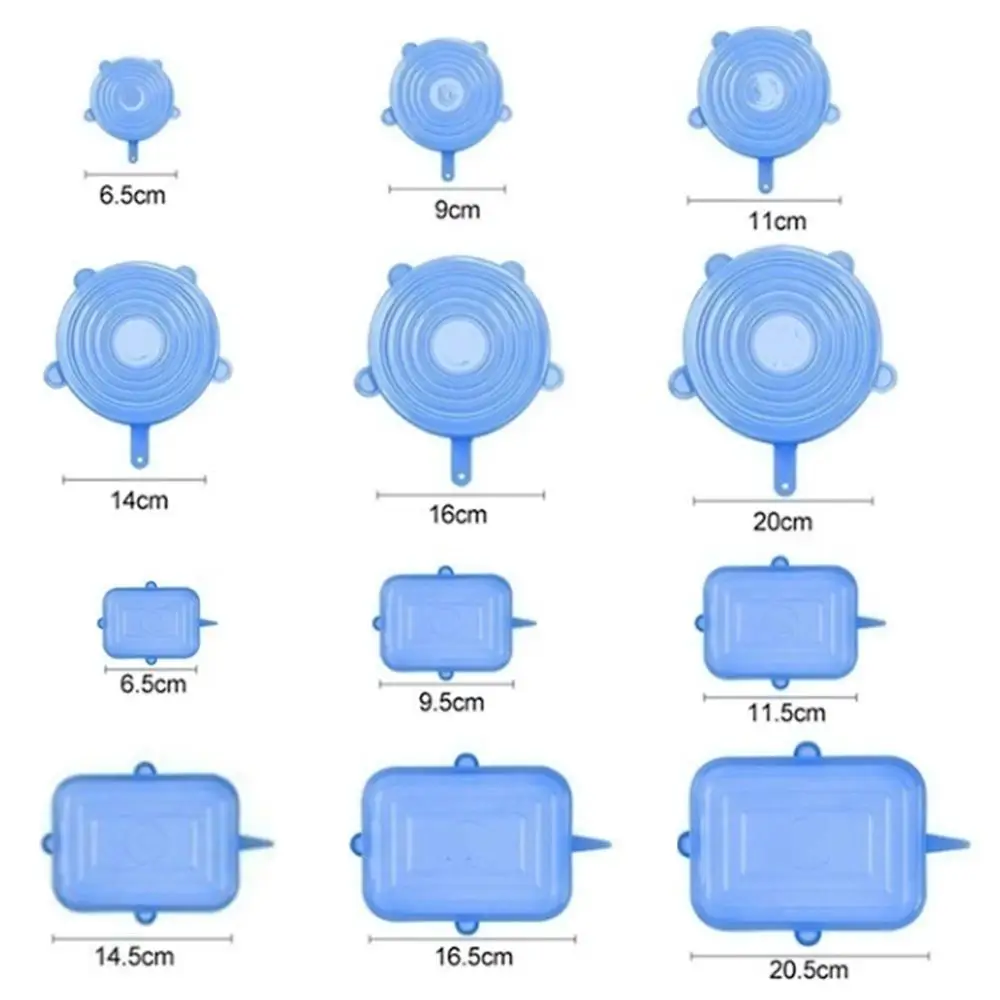 

12pcs Silicone Stretch Lids Universal Silicone Food Wrap Bowl Pot Lid Reusable Fresh Keeping Seal Covers Kitchen Food Packaging