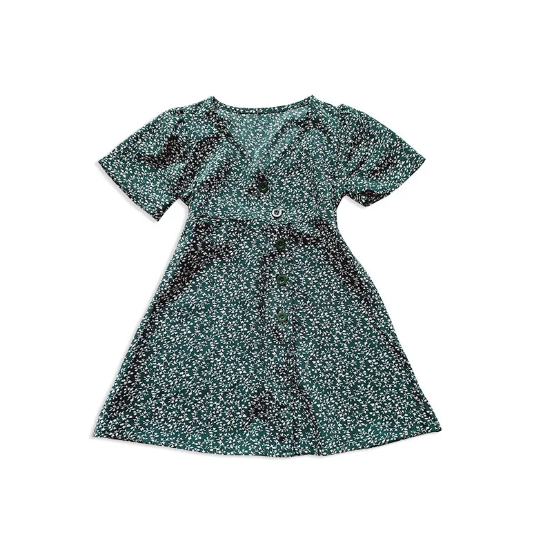 

Girls Princess Summer Dresses Fashion Baby Flower Print Dress for Girls Kids Princess Vintage Vestidos Children V-neck Clothes