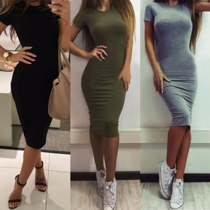 

Autumn Winter Womens Dress Vestido Short Sleeve Slim Bodycon Short Long Sleeve Tunic Crew Neck Casual Pencil Dress Drop Shipping