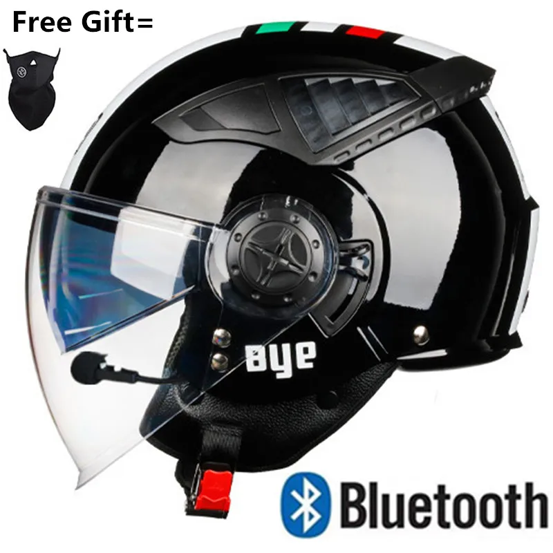 Enlarge CE Bluetooth Motorcycle Helmet Open Face Scooter Helmet Motorcycle with Bluetooth Headset Electric Bike Helmet DOT  56-60cm