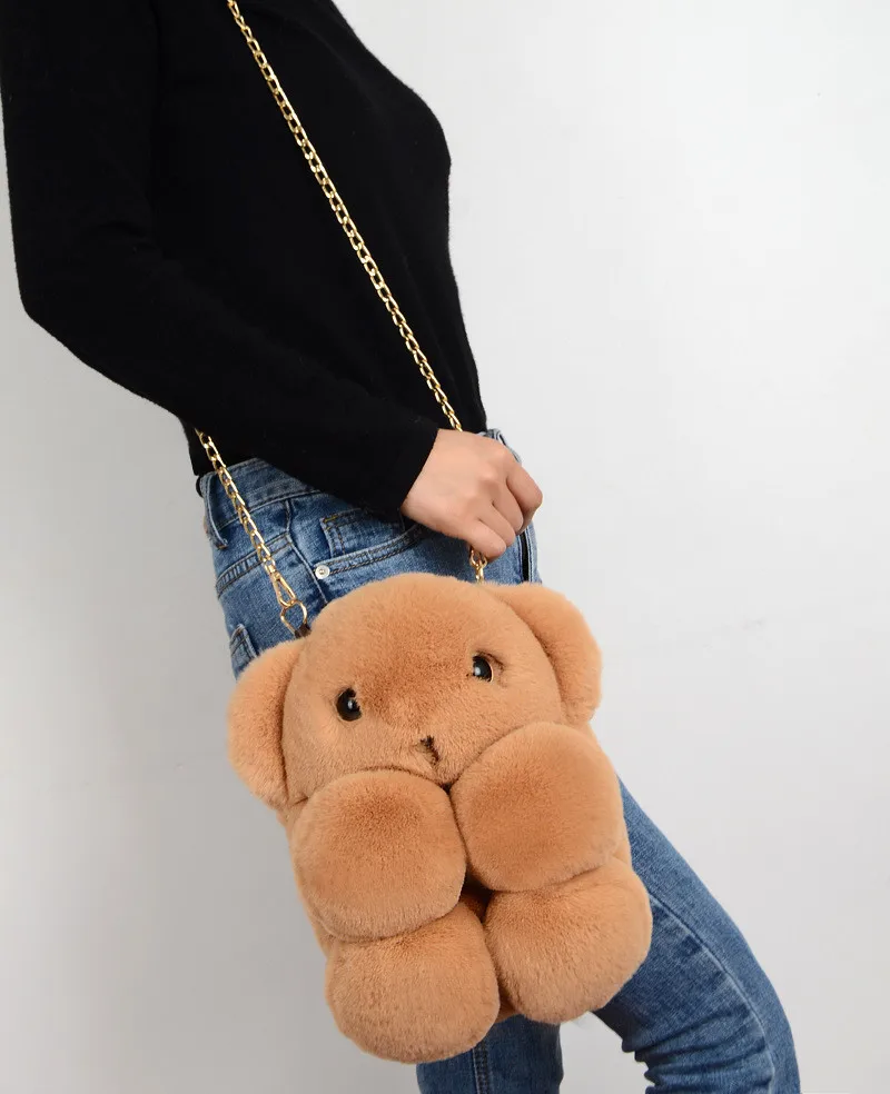 Новинка 2020 сумка из искусственного меха кролика Рекс через плечо с милым