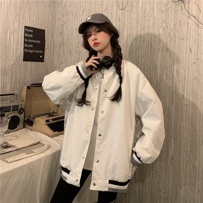 

Baseball Jacket Zip Up Jacket Women's Spring Jacket Autumn Oversized Jacket Fashion Slim Jackets For Women 2021 Varsity Jacket