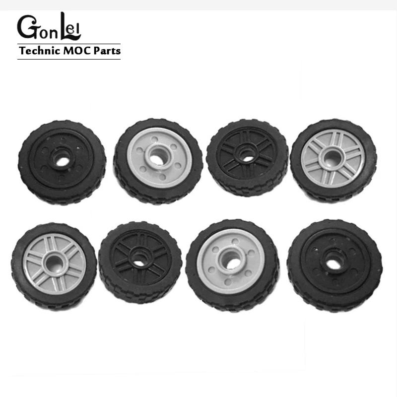 8 шт./лот Technic Wheel с фальшивыми болтами и мелкими спицами шинами покрышками