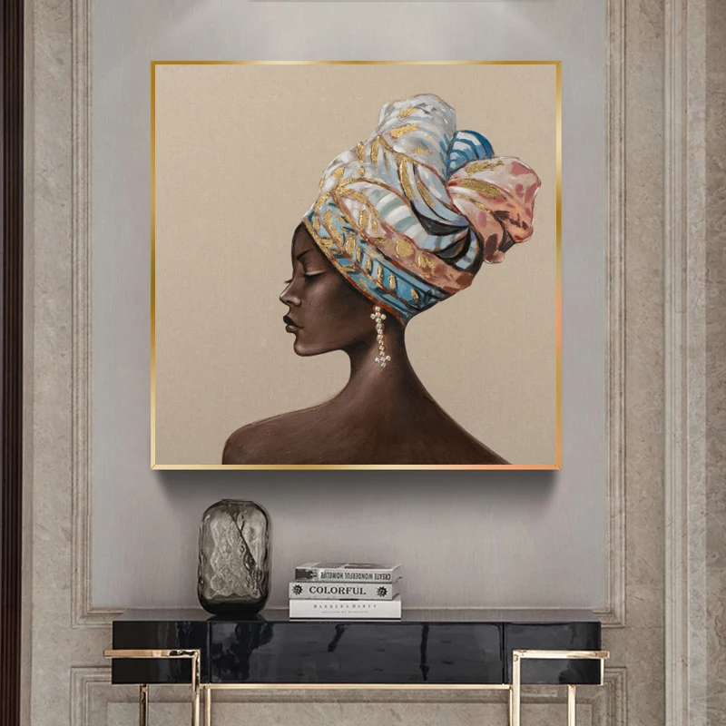 

African Black Woman Posters Indoor Decoration Canvas Prints Wall Art Pictures for Living Room Home Decor Portrait Prints Cuadros