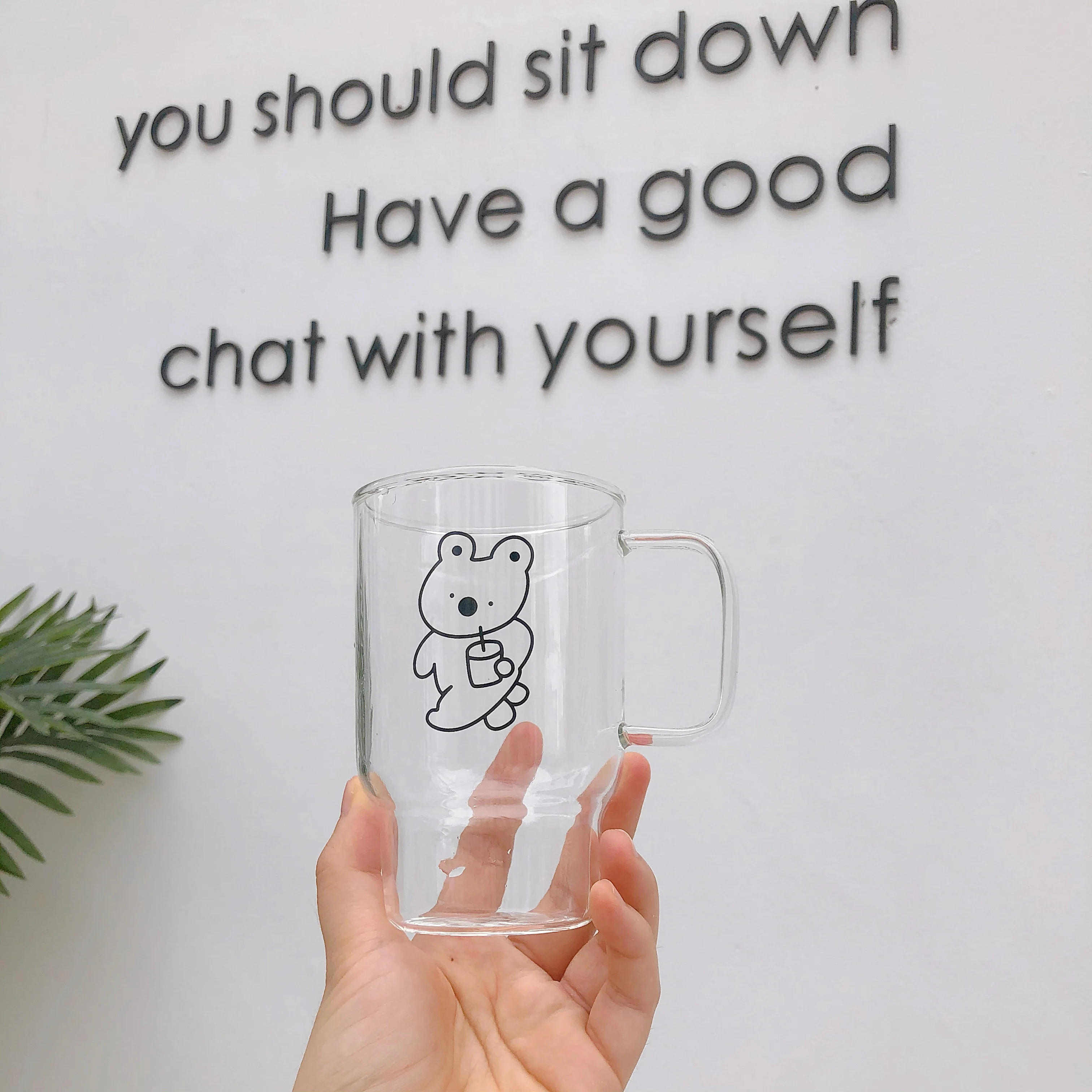 

Clear Cute Beer Glass Cup Drinking Mini Cute Nordic Glass Cup Milk Small Drinkware Copos De Vidro Kitchen Dining Bar EB5BL