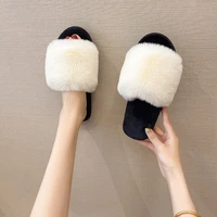 hairy slippers female 2021 autumn and winter new korean style flat bottomed fashion ins outer slippers
