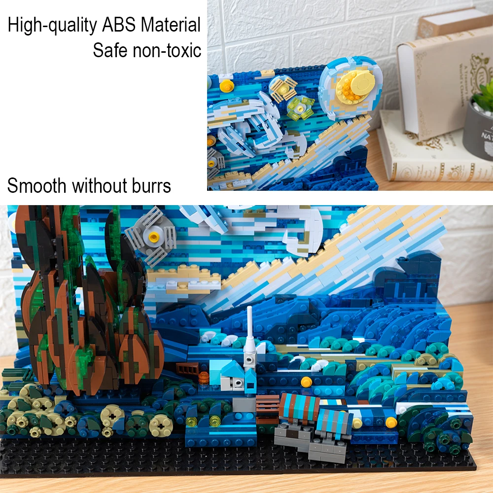 MOC пиксель искусство мозаика живопись строительный блок большая волна Off Kanagawa