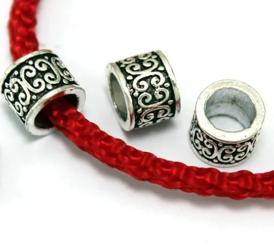 Бусины из металлического сплава с большим отверстием плоские бусины отверстиями