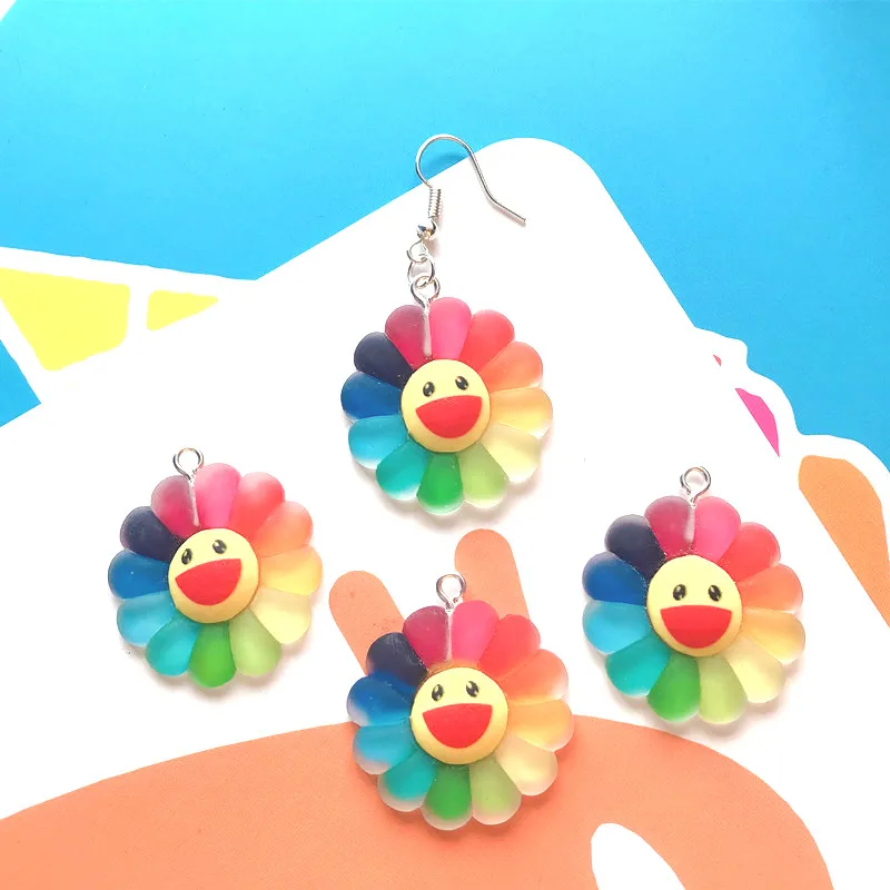 Подвески из смолы в виде смайлика с крючком подвески для украшения браслетов