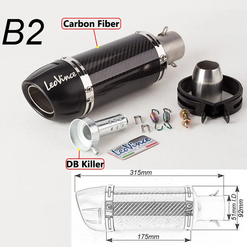 Мотоцикл выхлопной 51 мм Входной Универсальный мотоциклетный глушитель из