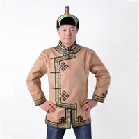 traditional mongolia clothing men tops autumn long sleeve tang suit mandarin collar jacket grassland living outfit asia costume