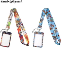 e2898 cartoon cat and mouse necklack key gym multifunction mobile phone lanyard with card holder cover